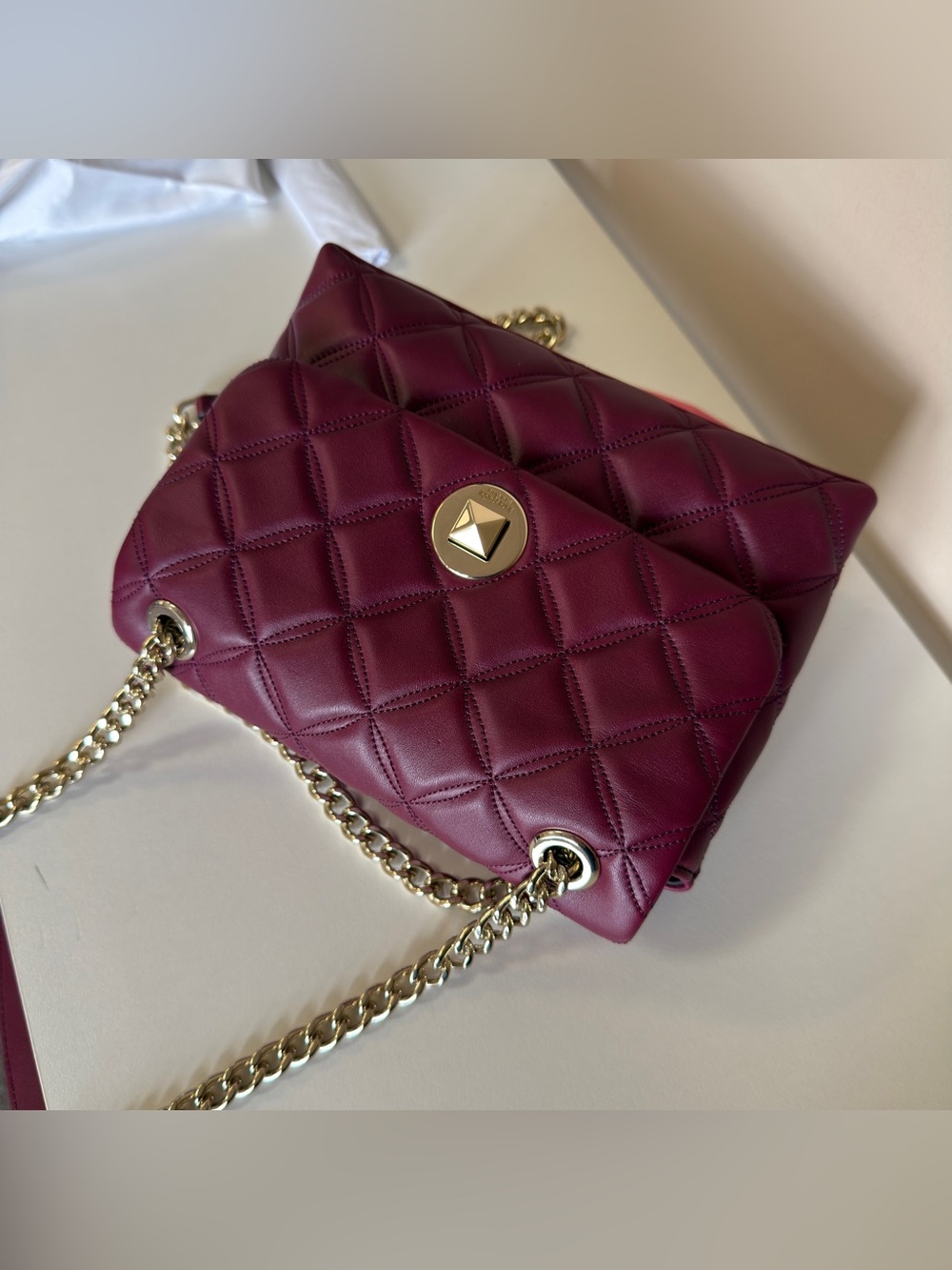 Kate spade Quilted Shoulder Bag in Deep Berry with Gold Hardware - Picture 3 of 17